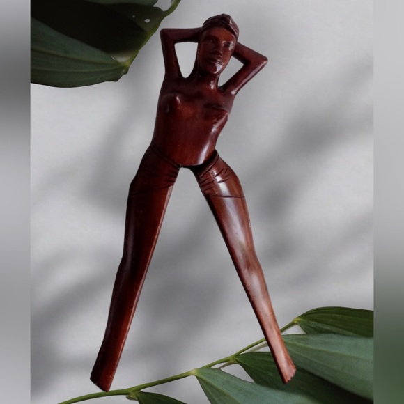 Vintage Other - Wooden Lady Nude Nutcracker “Hand-Carved”